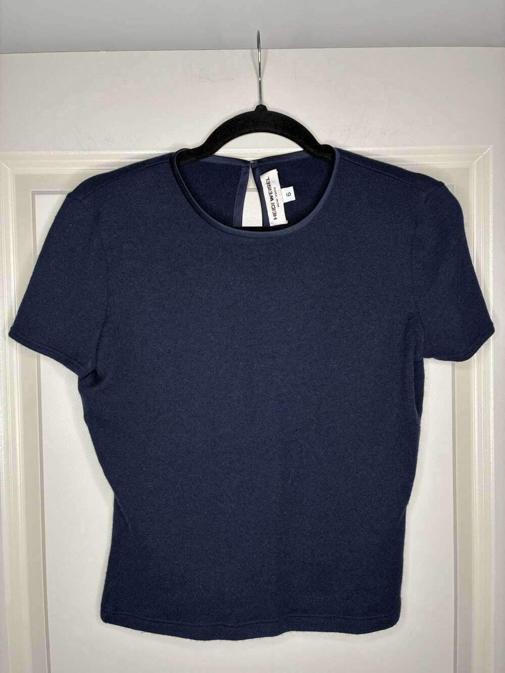 Heidi Weisel VTG 100% Cashmere Short Sleeve Top in Navy Size 6